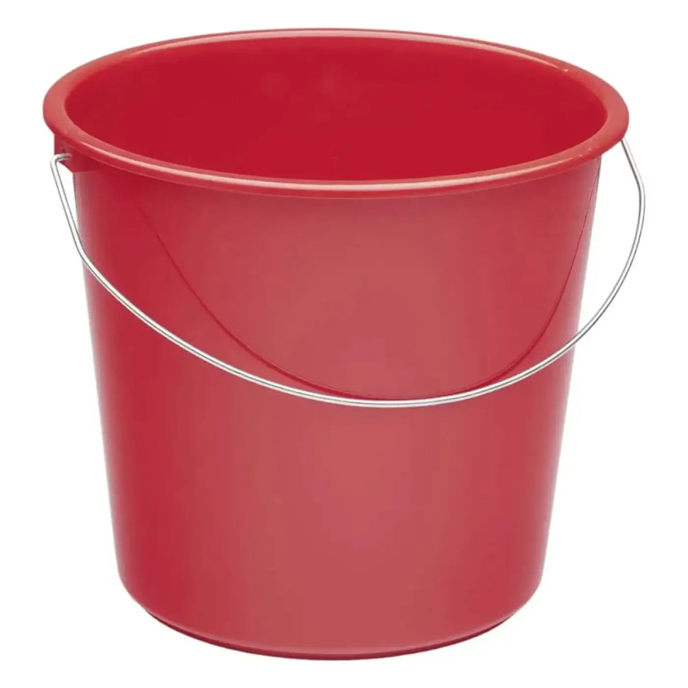 Roter haushaltseimer von nölle 10 liter mit silbernem drahtgriff aus kunststoff