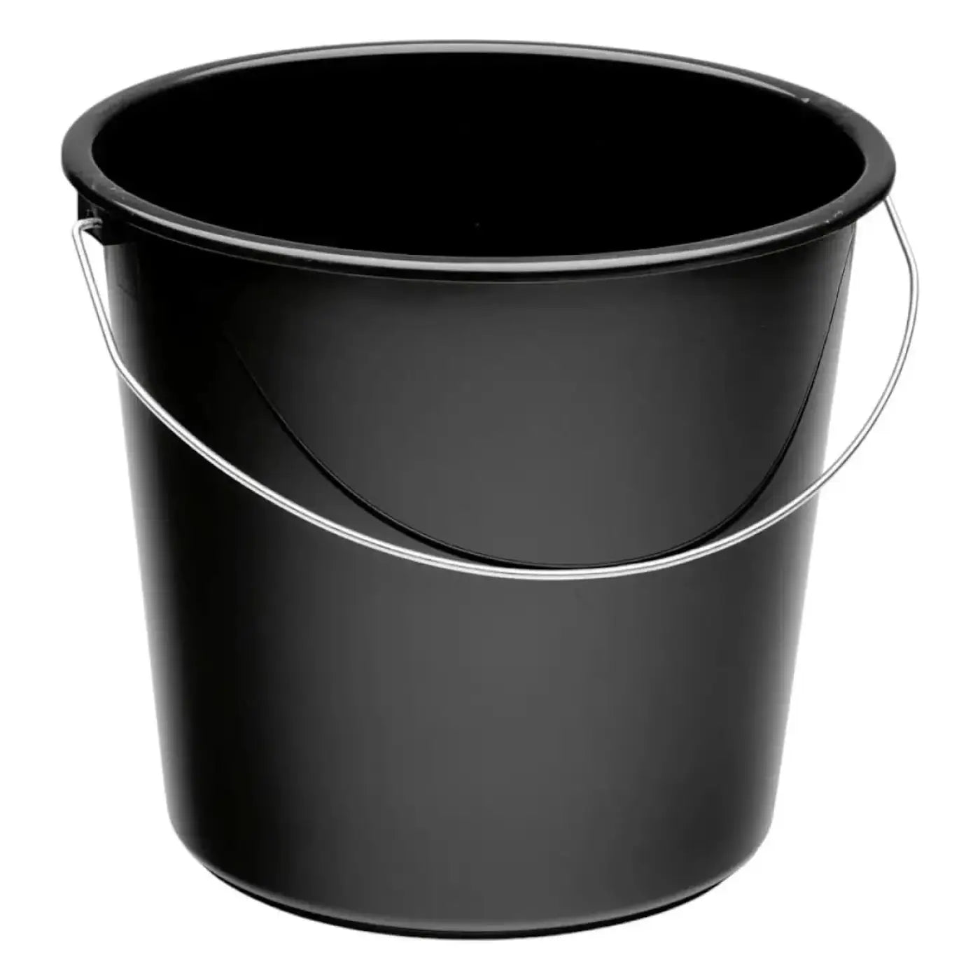 Schwarzer plastik haushaltseimer nölle 10 liter mit silbernem drahtgriff aus kunststoff