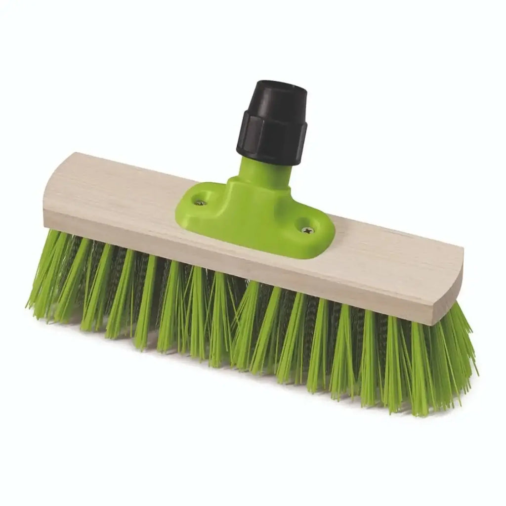 Nölle prestige kratzbesen 29cm grün mit borstengrünem besen und hellem holzgriff mit limettengrünem kunststoffverbinder