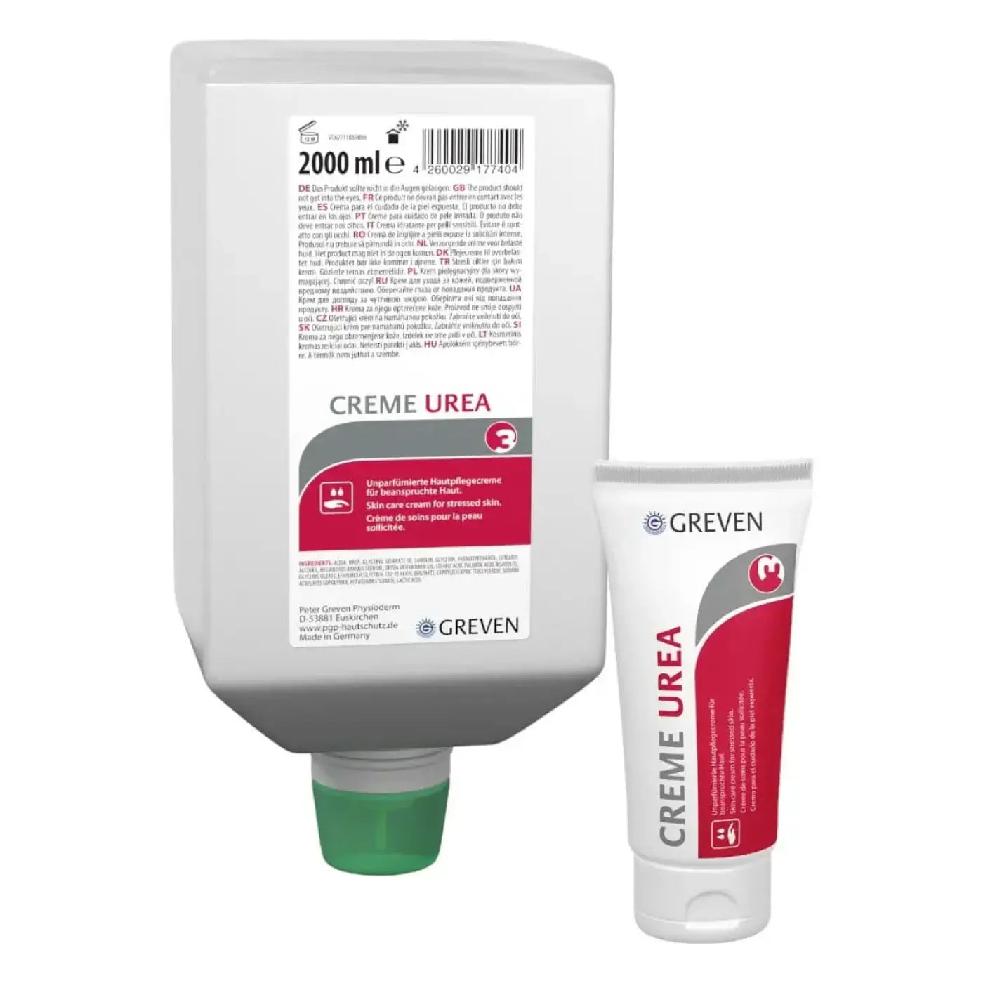 Weißer und roter tube peter greven creme urea handcreme und gesichtscreme für gestresste haut