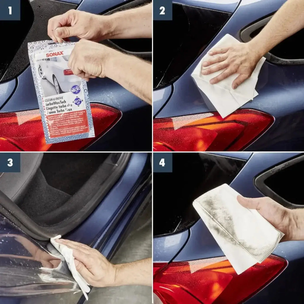 Sonax clean + drive turbowax tuch 40x50cm weißes mikrofasertuch zur autofelgenreinigung und detailing