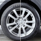 Silberne legierungsfelge mit fünf speichen und schwarzem gummireifen für sonax felgenstar 750ml