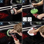 Rot schwarzes elektrisches poliergerät mit grünem schaumpad für sonax profiline perfect finish 250ml