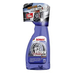 Sonax xtreme felgenreiniger plus 750ml blaue plastik-sprühflasche mit glänzendem finish und silbernem alu-radsymbol auf dem etikett