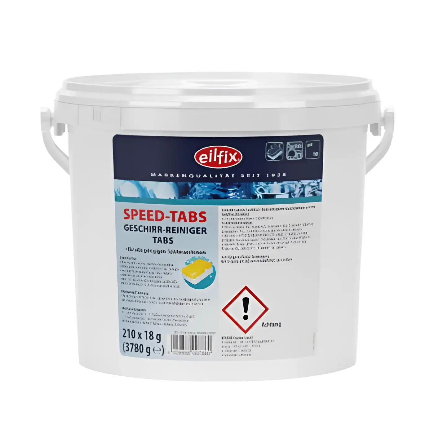 Weißer plastik eimer mit eiflix label für speed-tabs geschirr-reiniger tabs mit 210 spülmaschinentabs