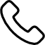 Schwarzes Telefonhörer-Icon auf weißem Hintergrund als Symbol für Anruf oder Kontaktmöglichkeiten