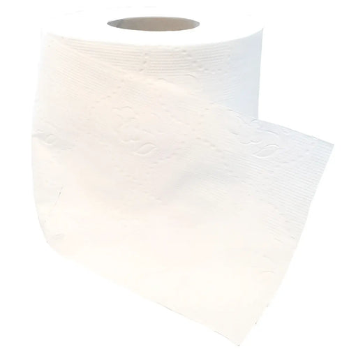 Roll weißes toilettenpapier 3-lagig hochweiß mit subtiler reliefstruktur und 250 blatt pro rolle