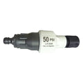 Black and white plastic pressure regulator with 50 psi 3.45 bar rating and ribbed grip for unger druckminder ro filter