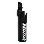Schwarzer plastik ninja ergotec clip mit grün weißem logo am unger ergotec ninja eimerköcher bb010