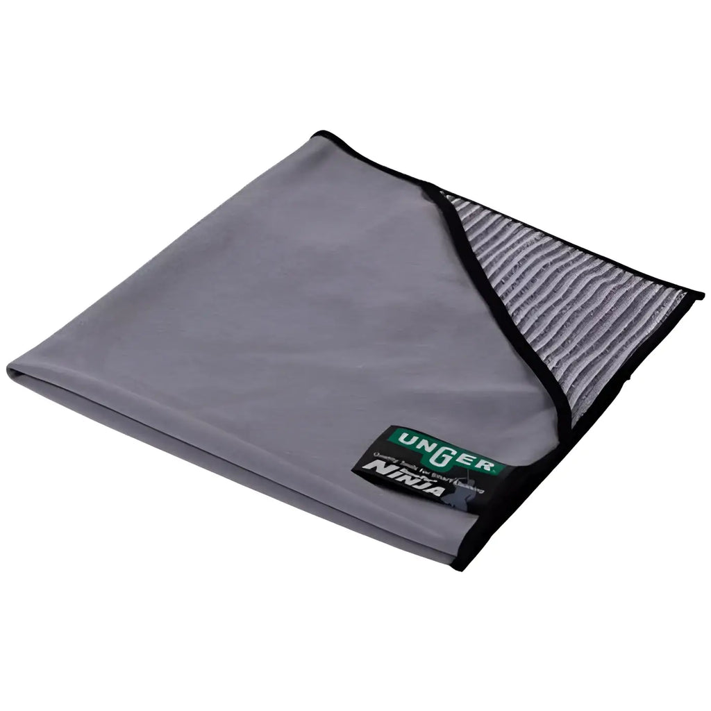 Unger ergotec ninja microwipe mikrofasertuch grau mit schwarzem rand und strukturiertem gestreiftem innenfutter