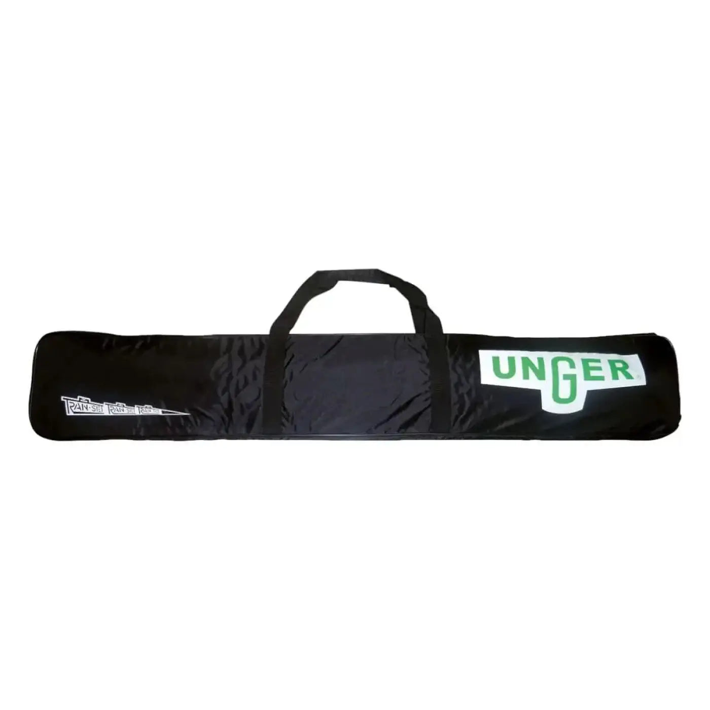 Schwarze unger nylon-tragetasche mit grün weißem logo für snowboard oder ski transport