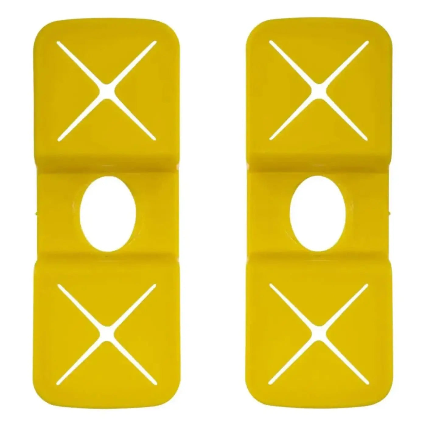 Vermop sprint v clip gelb rechteckige gelbe plastikclips mit weißen x und ovalen ausstanzungen