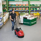 Viper as380 reinigungsmaschine mit batterie in rot und schwarz mit rundem bürstenkopf für bodenreinigung