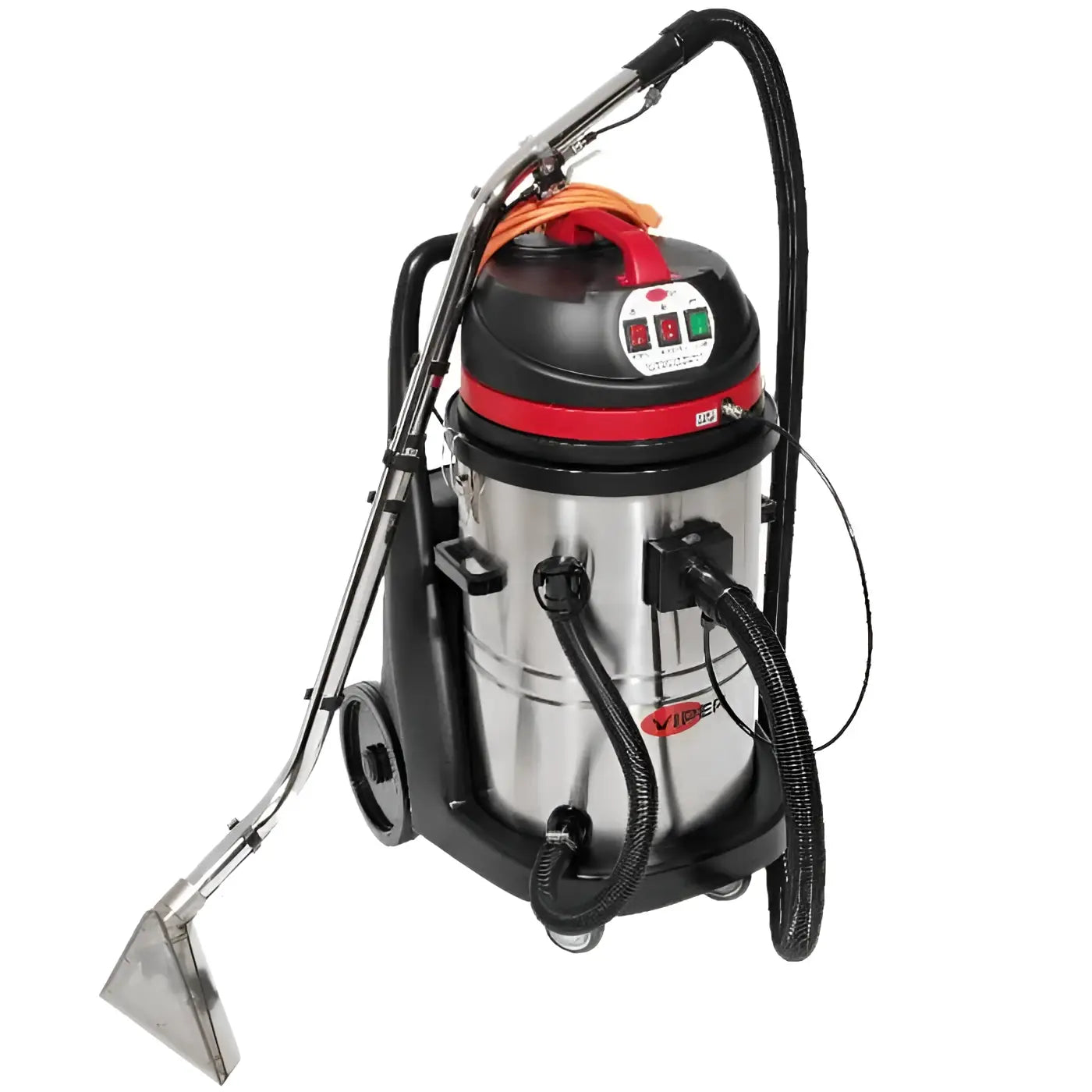 Viper sprühextraktionsgerät waschsauger car275 silberner edelstahl industriestaubsauger mit schwarzen und roten akzenten