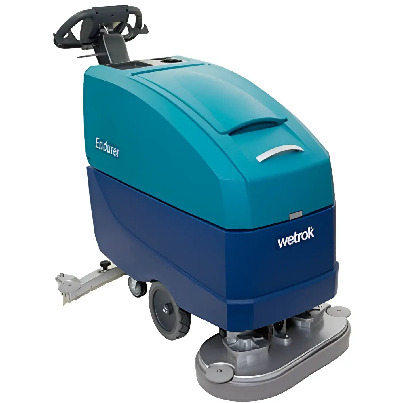 Teal und blaue wetrok duomatic endurer 75 dosing bodenmaschine mit schwarzem griff und silbernem reinigungskopf