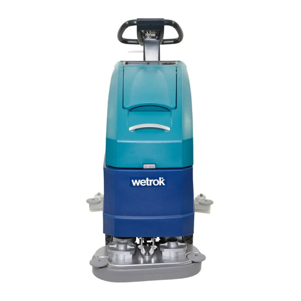Teal und blaue wetrok duomatic esprit dosing reinigungsmaschine mit schwarzem griff für den bodenreinigungseinsatz