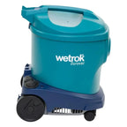 Wetrok durovac 11 staubsauger nasssauger in taubenblau mit griff oben und schwarzen rädern sichtbar von hinten