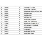 Technische teileliste für die mechanische baugruppe des wetrok Gelenk oben Extravac 340 reinigungsgeräts