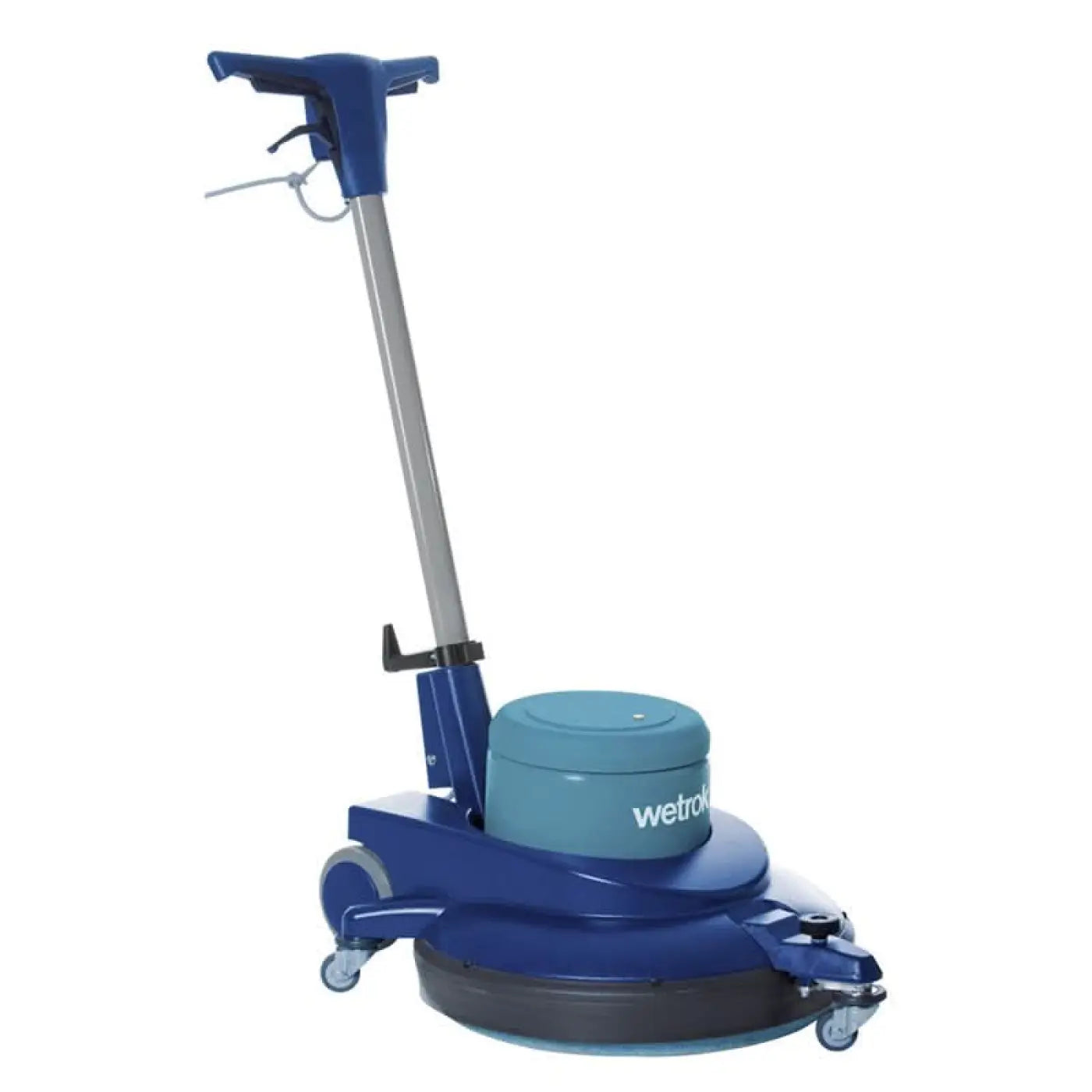 Blauer wet-kleen bodenpolierer mit türkisfarbenem motorgehäuse und silbernem griff wetrok monomatic ultra speed einscheibenmaschine