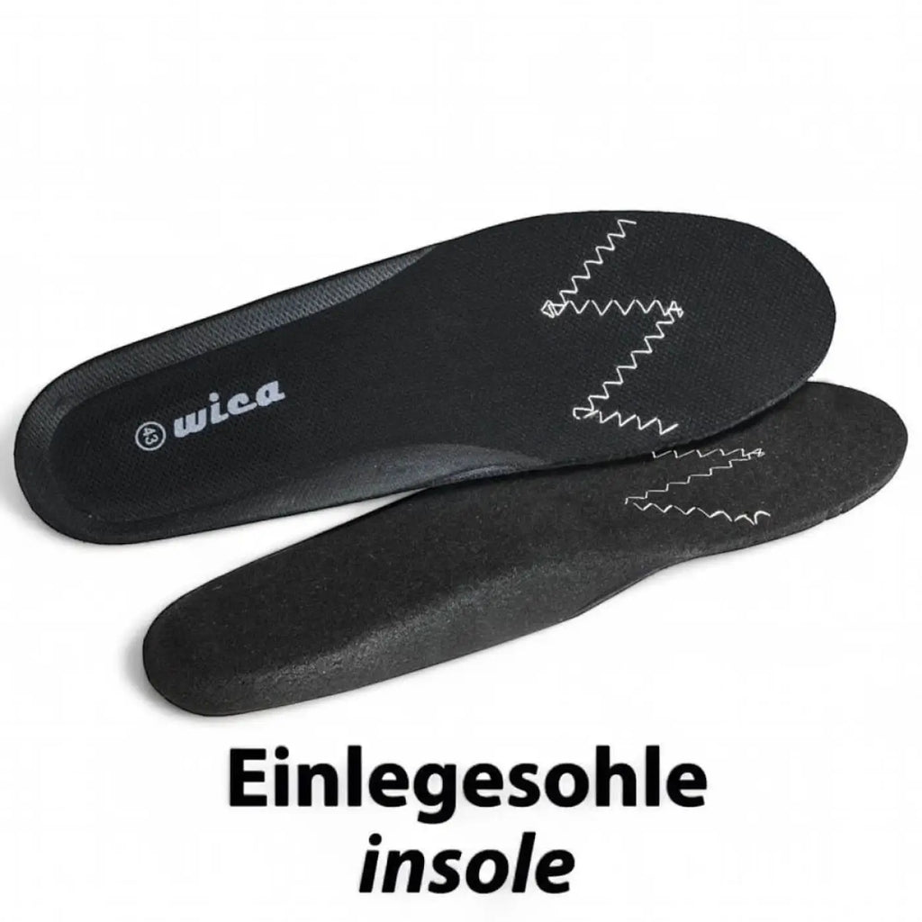 Schwarze wica einlegesohle mit weißen zickzacknähten für wica lanzo 31540 halbschuhe s1p esd sra